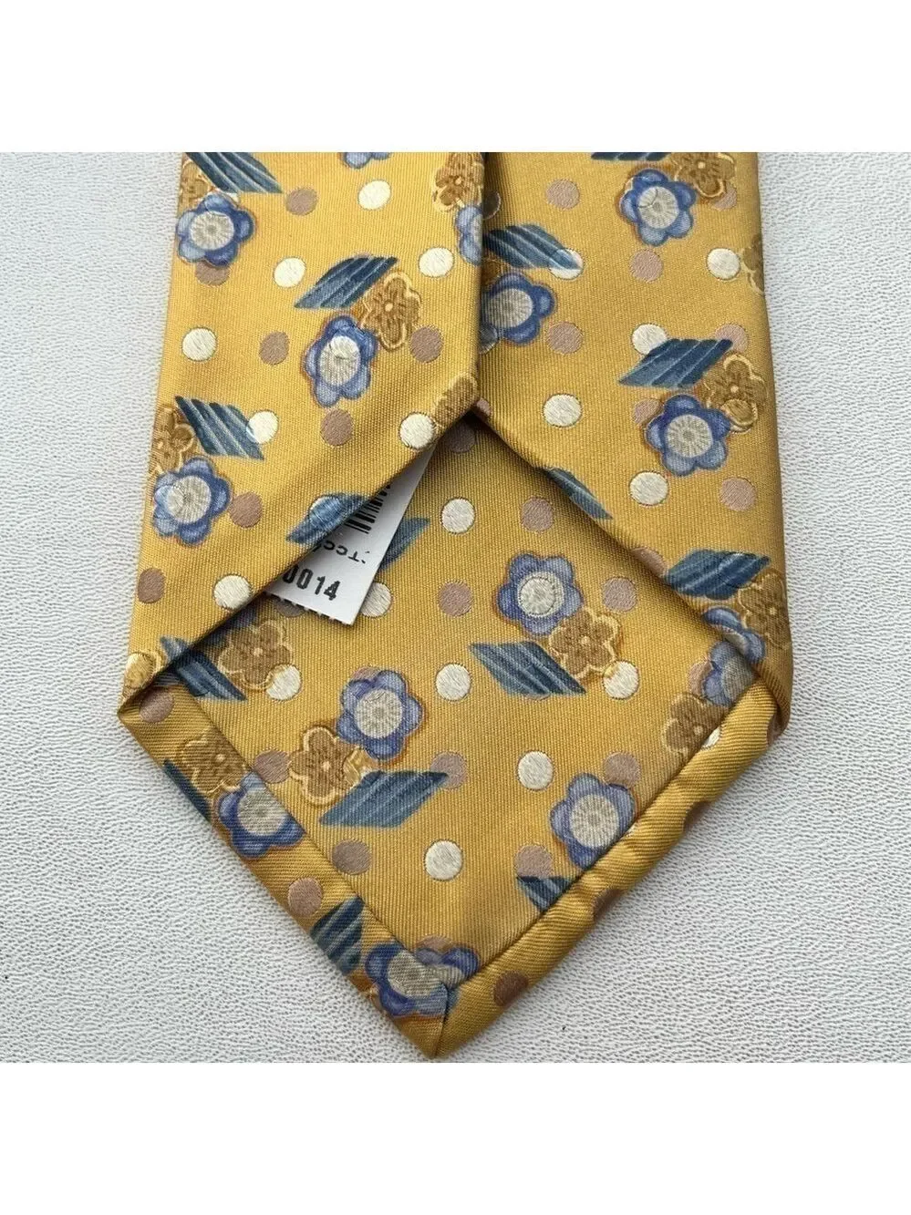 NWT Jos A Bank Mens Signature Gold Limited Edition Silk Floral Tie Gold Blue